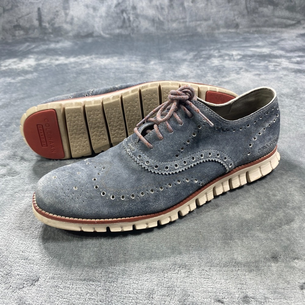 Cole Haan Zerogrand Wingtip Oxford Shoes Mens‎ 11.5M Blue Suede Casual Sneakers